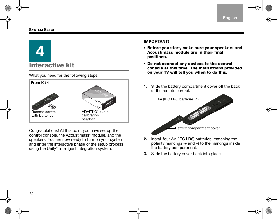 Interactive kit | Bose LIFESTYLE AM324443 User Manual | Page 14 / 18