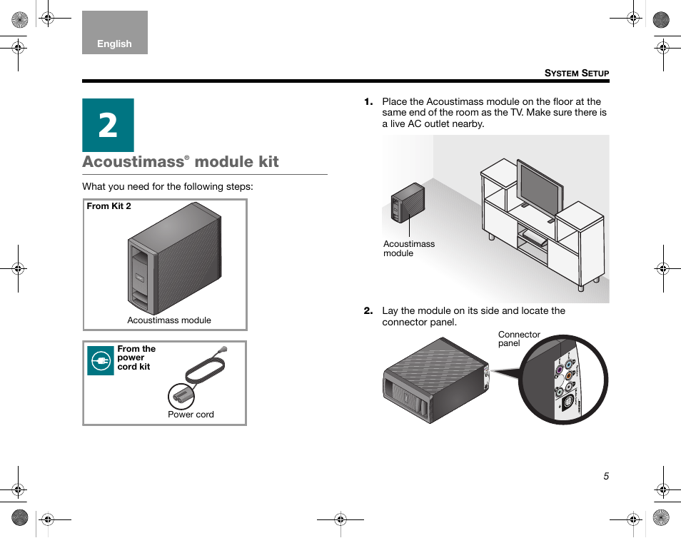 Acoustimass, Module kit | Bose LIFESTYLE AM324443 User Manual | Page 7 / 18