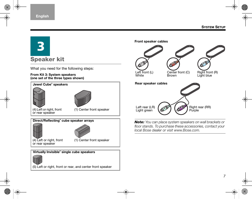 Speaker kit | Bose LIFESTYLE AM324443 User Manual | Page 9 / 18