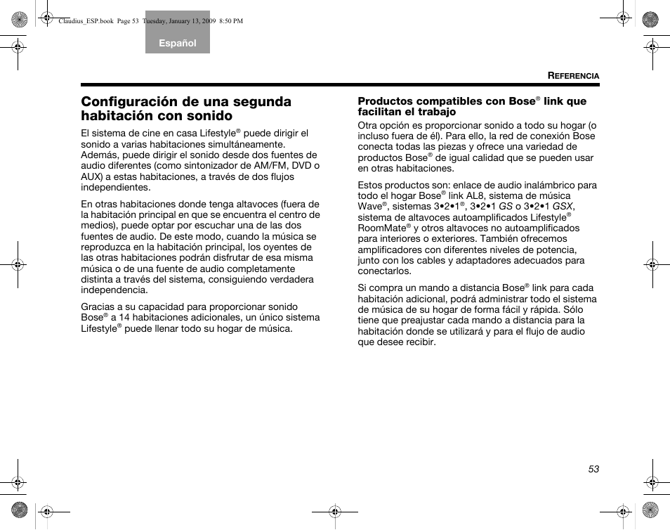 Configuración de una segunda habitación con sonido, Productos compatibles con bose | Bose Lifestyle V30 User Manual | Page 125 / 208