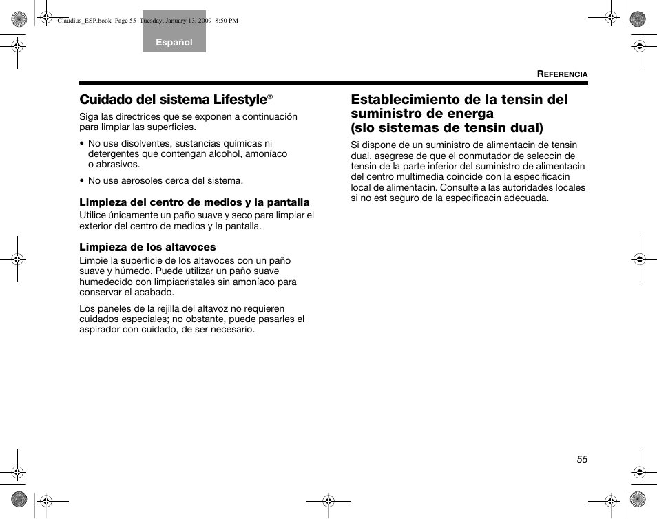 Cuidado del sistema lifestyle | Bose Lifestyle V30 User Manual | Page 127 / 208