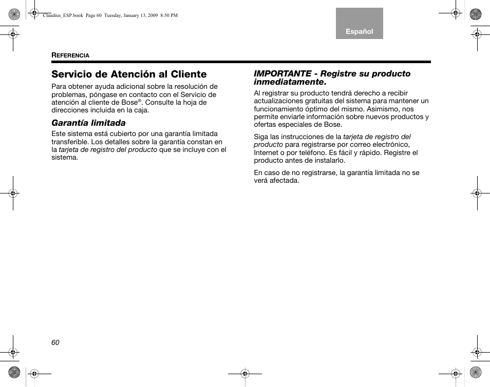 Servicio de atención al cliente | Bose Lifestyle V30 User Manual | Page 132 / 208