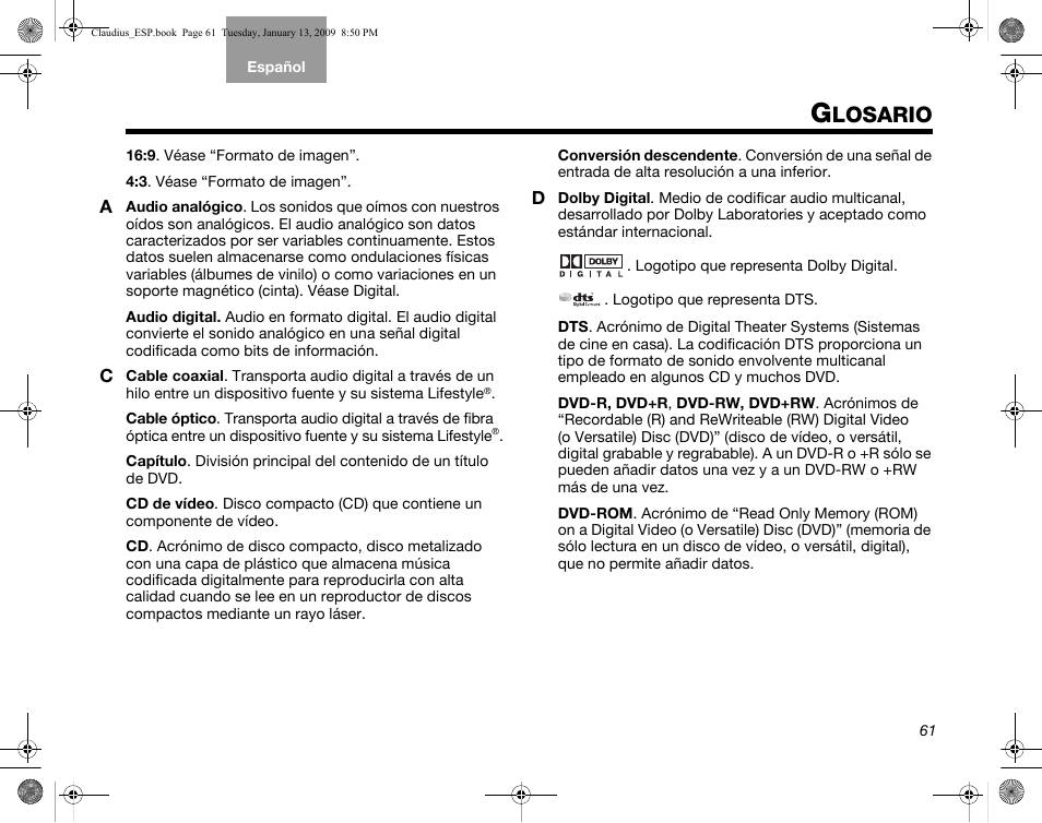 Losario | Bose Lifestyle V30 User Manual | Page 133 / 208