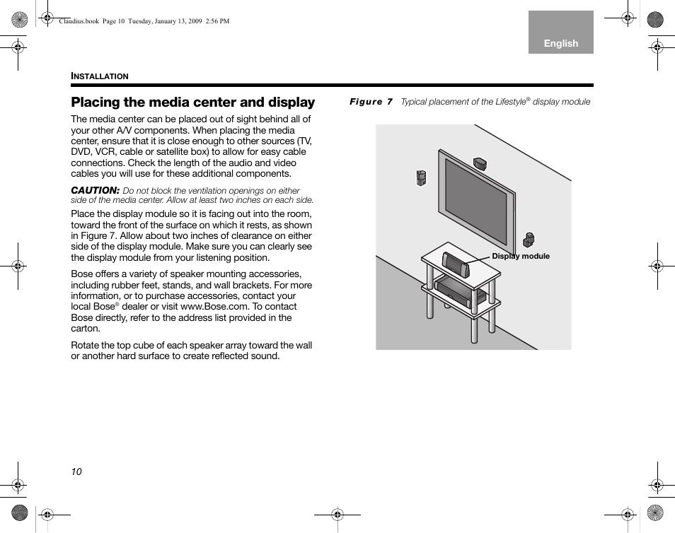 Placing the media center and display | Bose Lifestyle V30 User Manual | Page 14 / 208