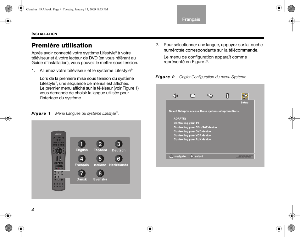 Première utilisation | Bose Lifestyle V30 User Manual | Page 144 / 208