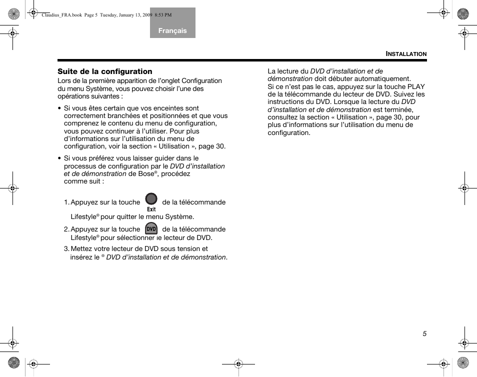 Suite de la configuration | Bose Lifestyle V30 User Manual | Page 145 / 208