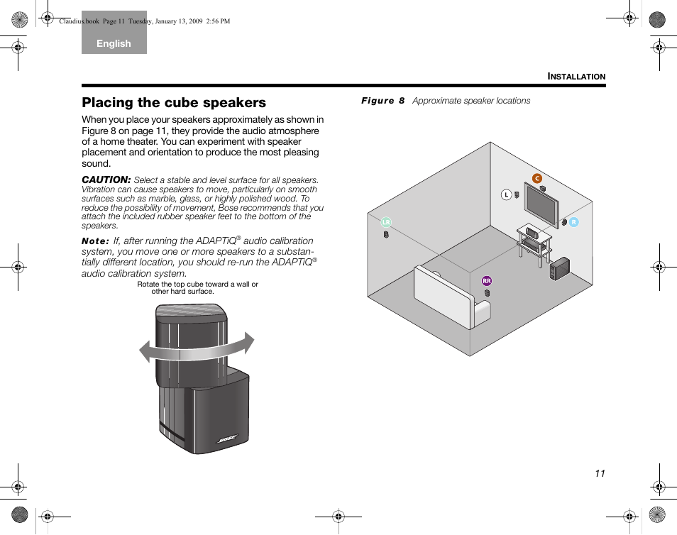 Placing the cube speakers | Bose Lifestyle V30 User Manual | Page 15 / 208