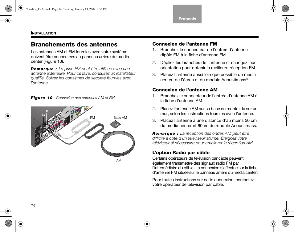 Branchements des antennes | Bose Lifestyle V30 User Manual | Page 154 / 208