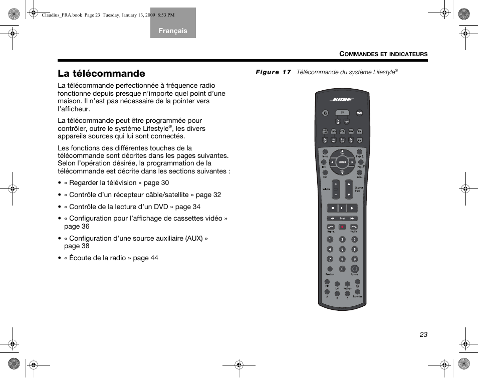 La télécommande | Bose Lifestyle V30 User Manual | Page 163 / 208