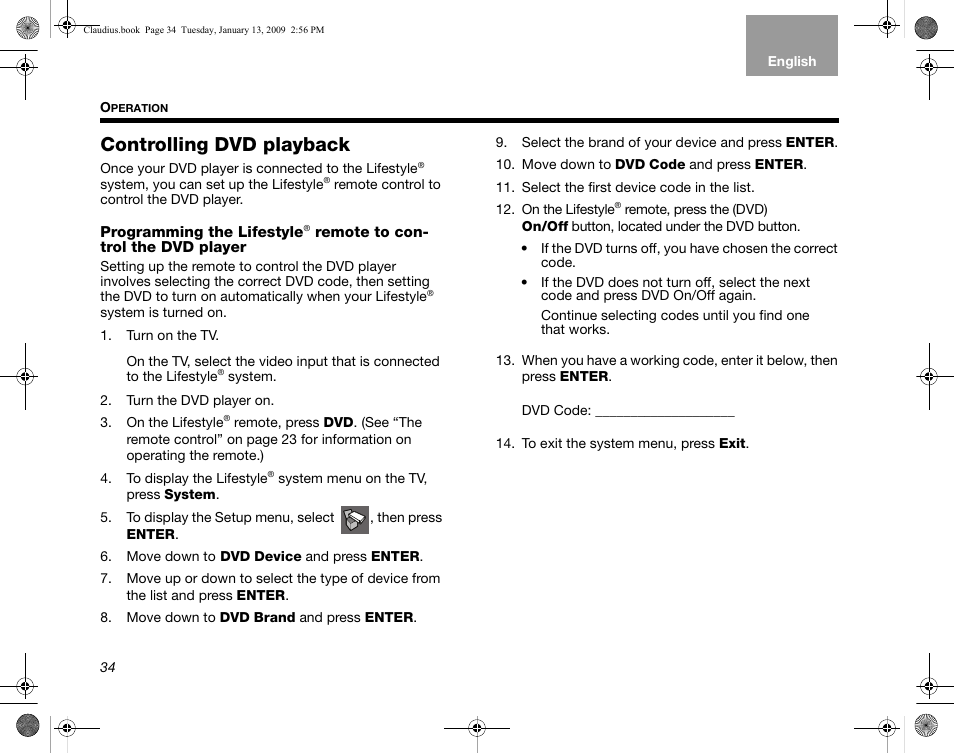Controlling dvd playback | Bose Lifestyle V30 User Manual | Page 38 / 208