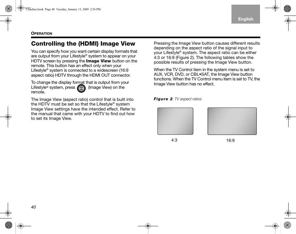 Controlling the (hdmi) image view | Bose Lifestyle V30 User Manual | Page 44 / 208