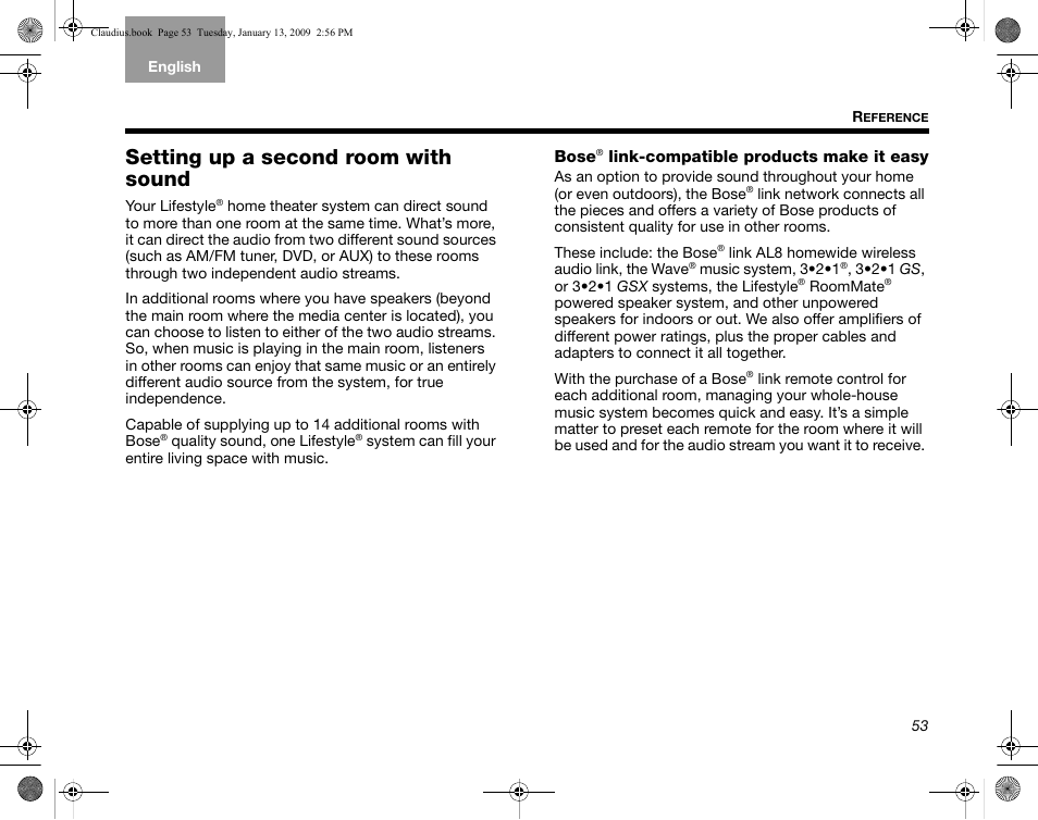 Setting up a second room with sound, Bose® link-compatible products make it easy | Bose Lifestyle V30 User Manual | Page 57 / 208