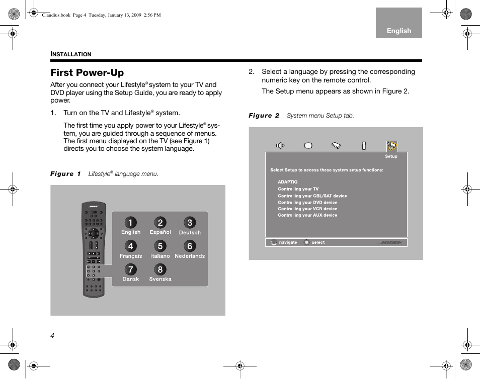 First power-up | Bose Lifestyle V30 User Manual | Page 8 / 208