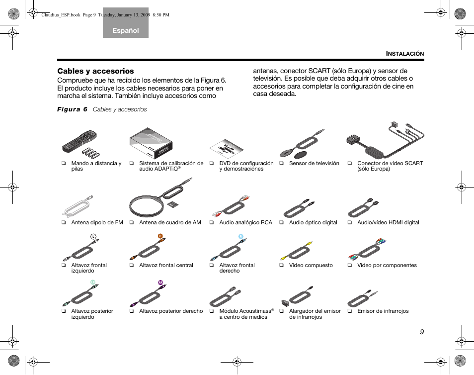 Cables y accesorios | Bose Lifestyle V30 User Manual | Page 81 / 208