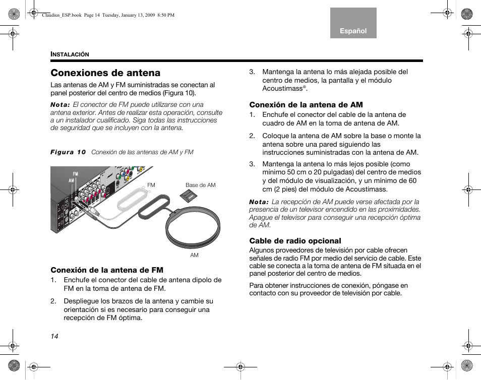 Conexiones de antena | Bose Lifestyle V30 User Manual | Page 86 / 208