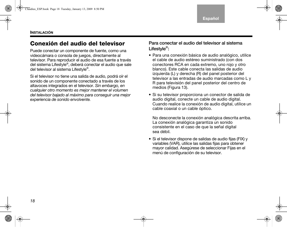 Conexión del audio del televisor | Bose Lifestyle V30 User Manual | Page 90 / 208