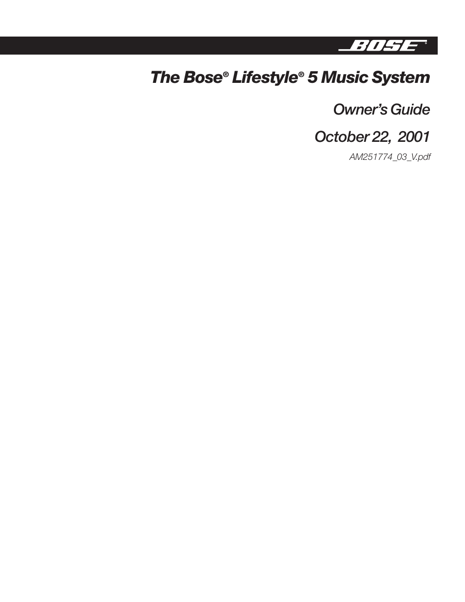 Bose AM251774 User Manual | 29 pages