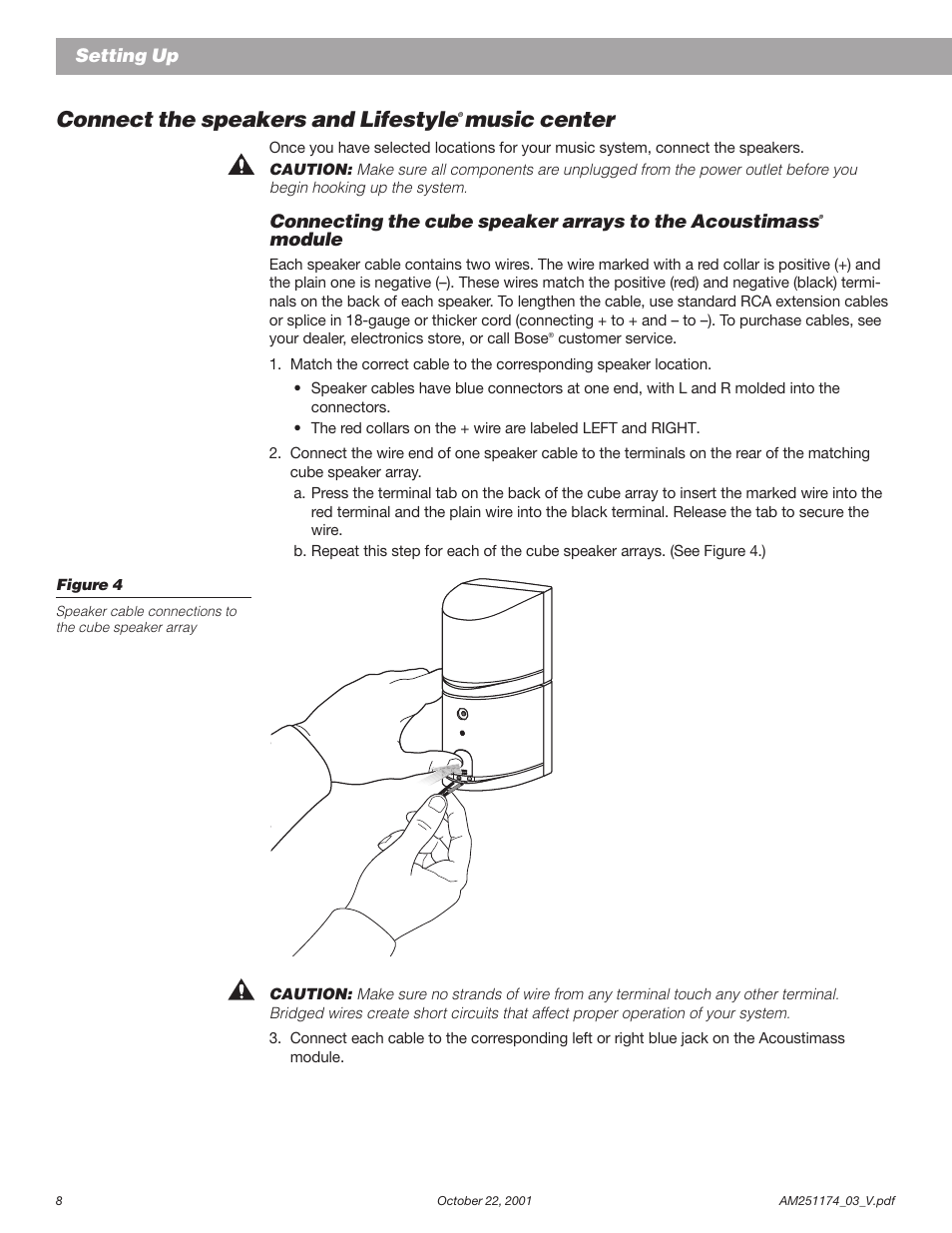 Connect the speakers and lifestyle, Music center | Bose AM251774 User Manual | Page 10 / 29