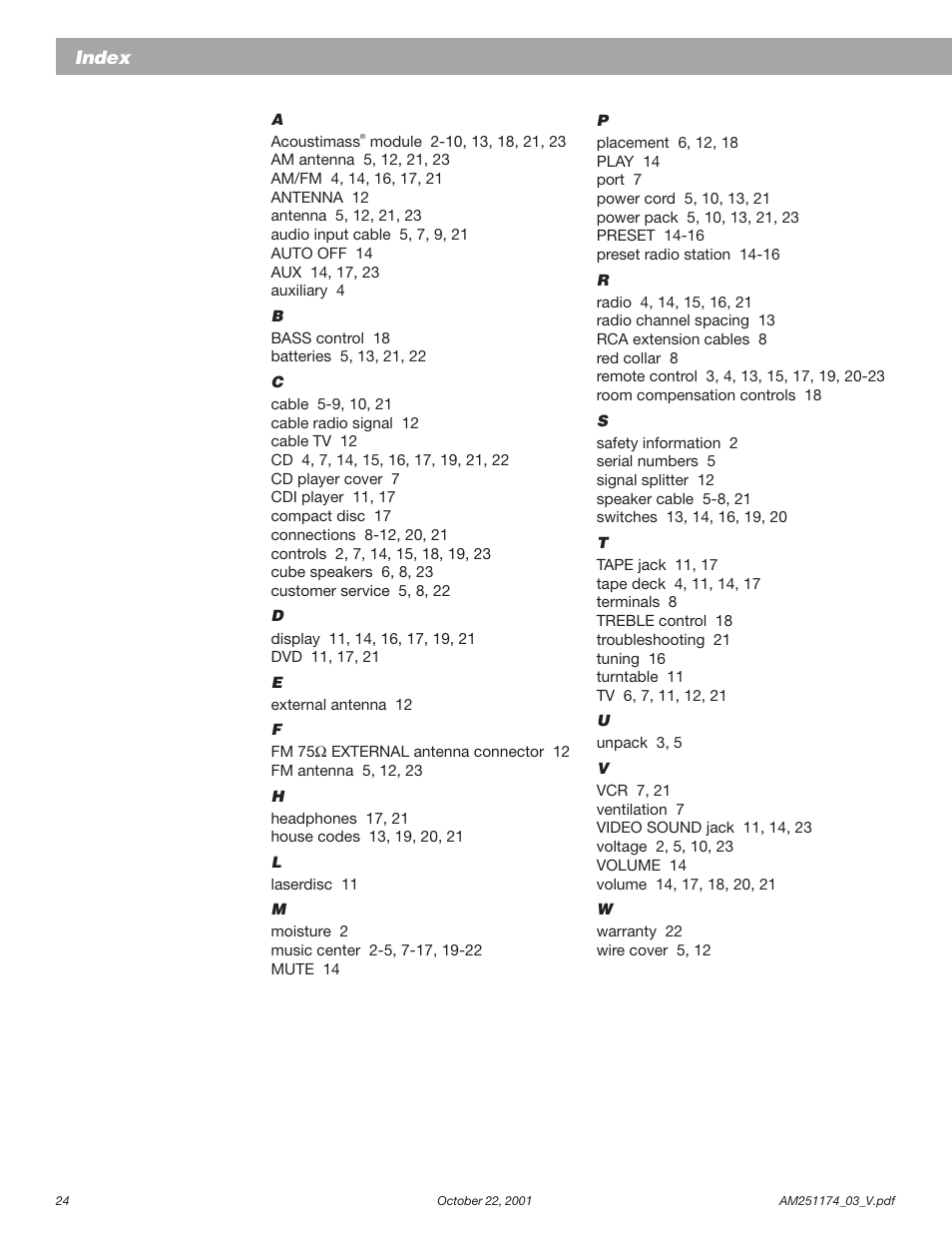 Bose AM251774 User Manual | Page 26 / 29