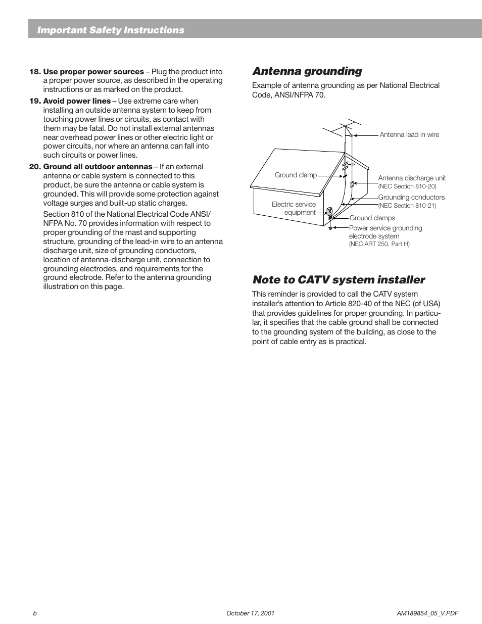 Antenna grounding | Bose AM251774 User Manual | Page 4 / 29