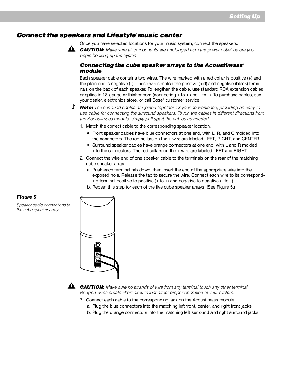Connect the speakers and lifestyle, Music center | Bose 12 User Manual | Page 11 / 34