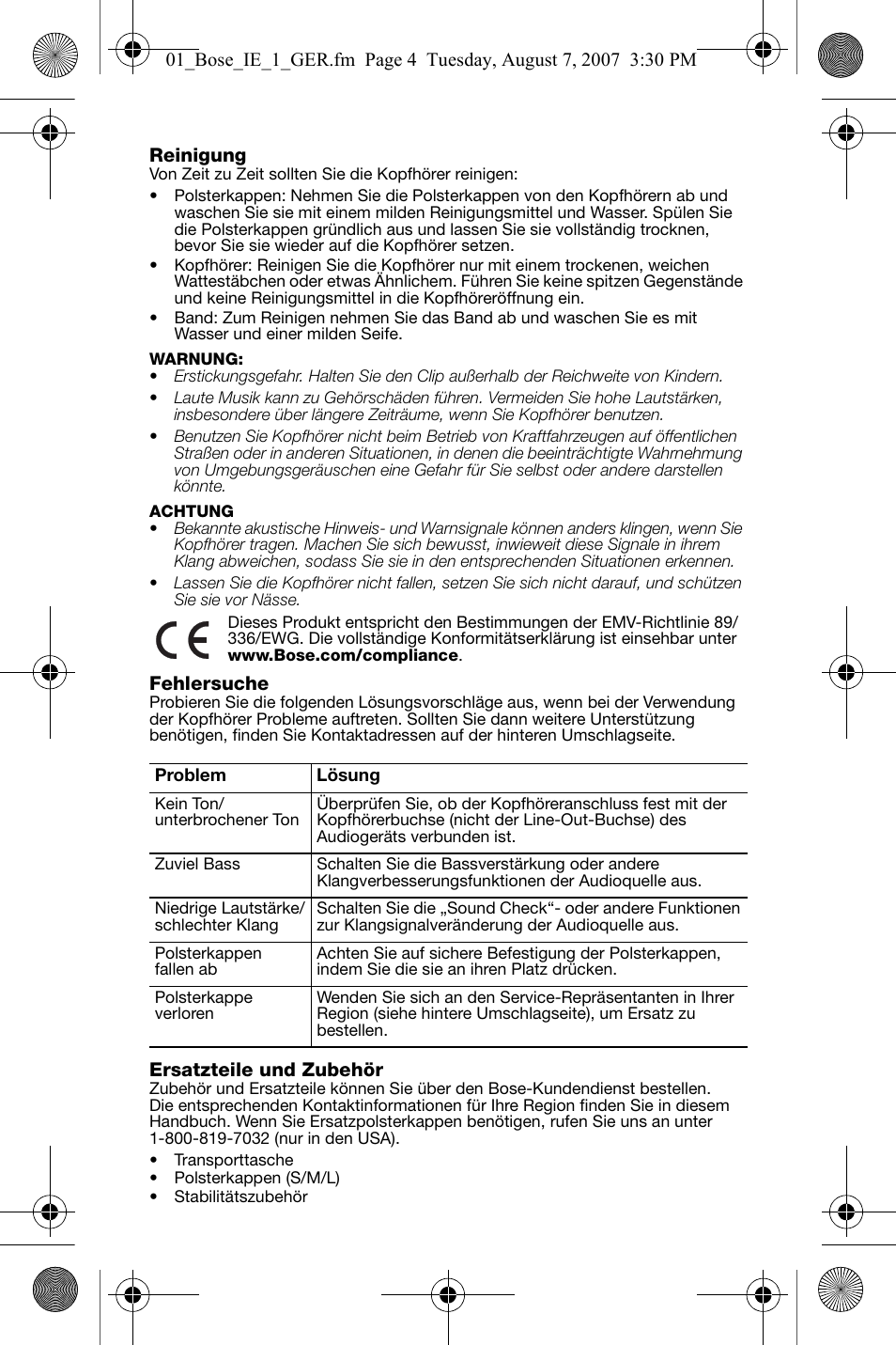 Bose In-Ear Headphones User Manual | Page 13 / 55