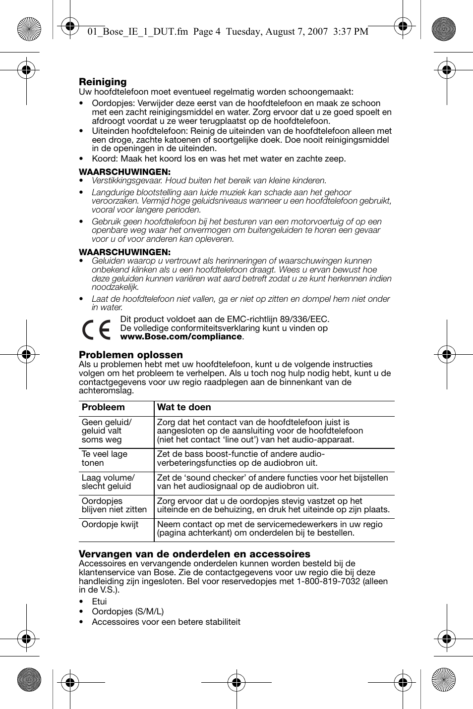 Bose In-Ear Headphones User Manual | Page 29 / 55