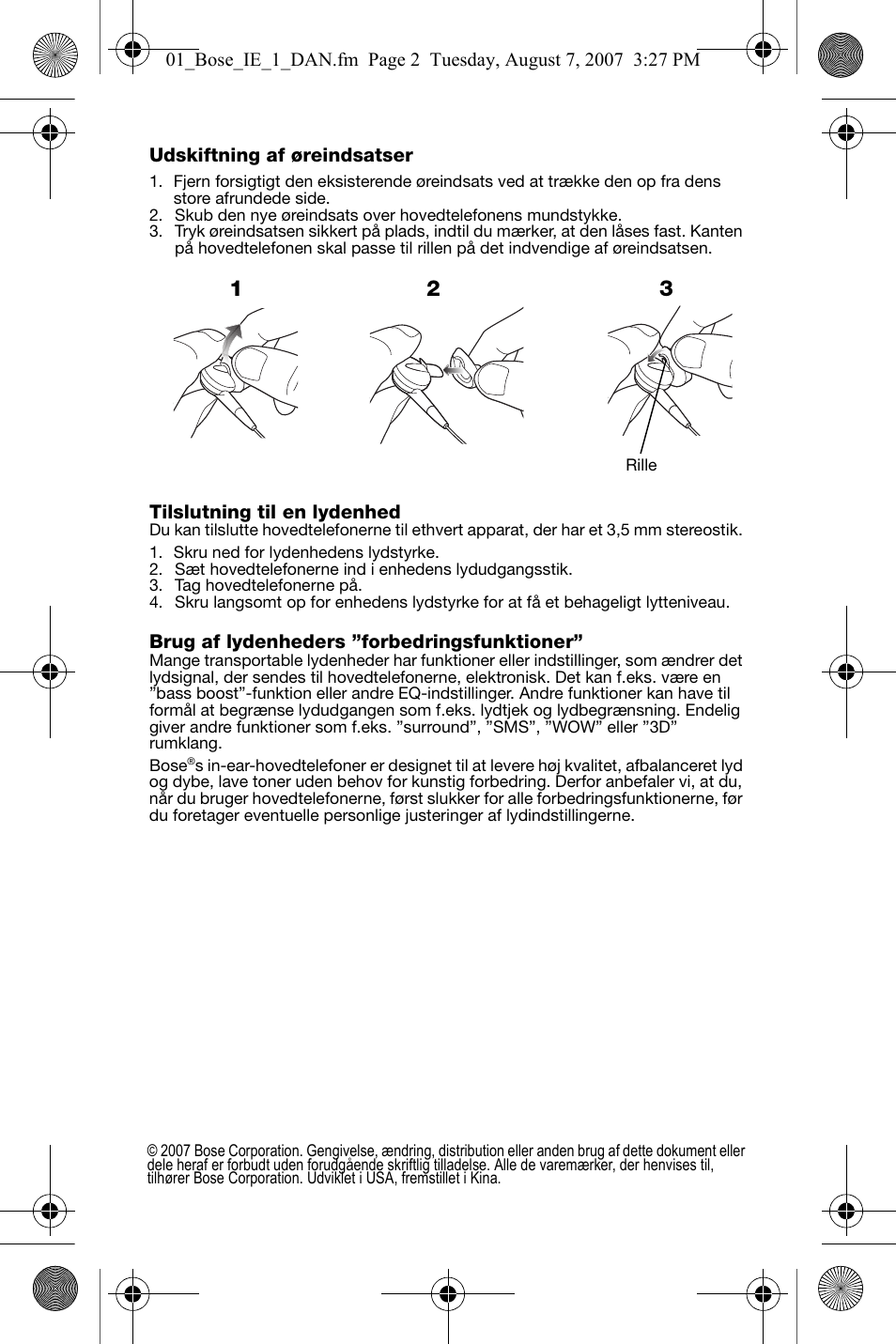 Bose In-Ear Headphones User Manual | Page 7 / 55