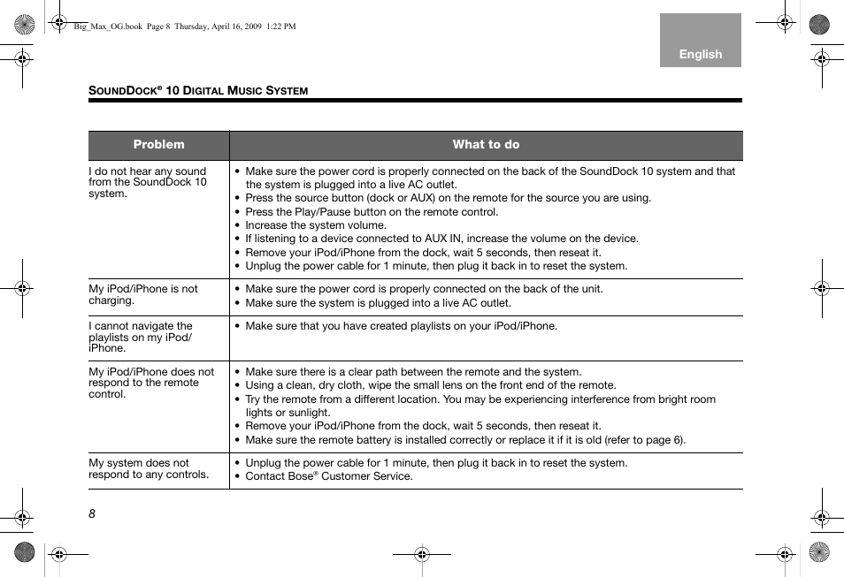 Bose SoundDock AM314136 User Manual | Page 12 / 40