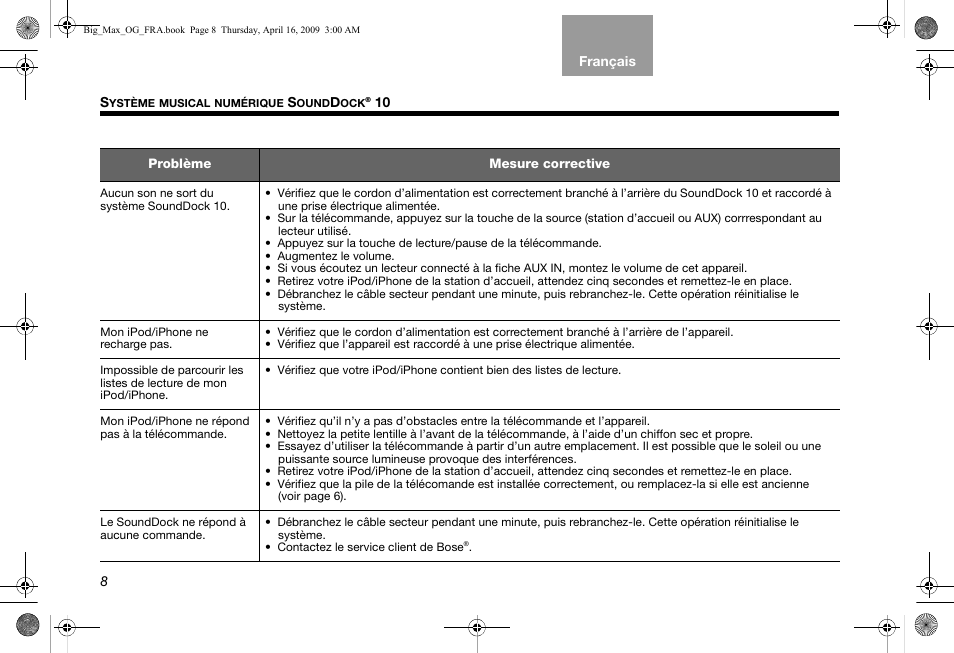 Bose SoundDock AM314136 User Manual | Page 36 / 40