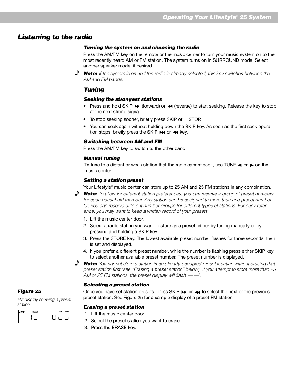 Listening to the radio | Bose Lifestyle 25 Series II User Manual | Page 29 / 42