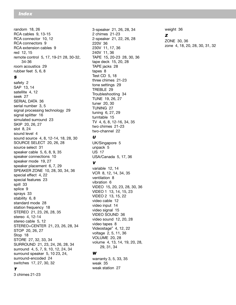 Index | Bose Lifestyle 25 Series II User Manual | Page 40 / 42
