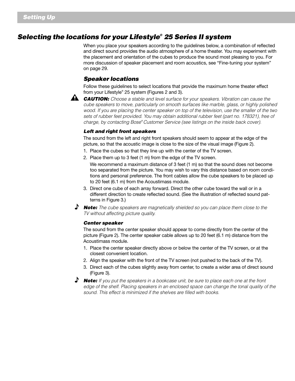 Selecting the locations for your lifestyle, 25 series ii system | Bose Lifestyle 25 Series II User Manual | Page 8 / 42