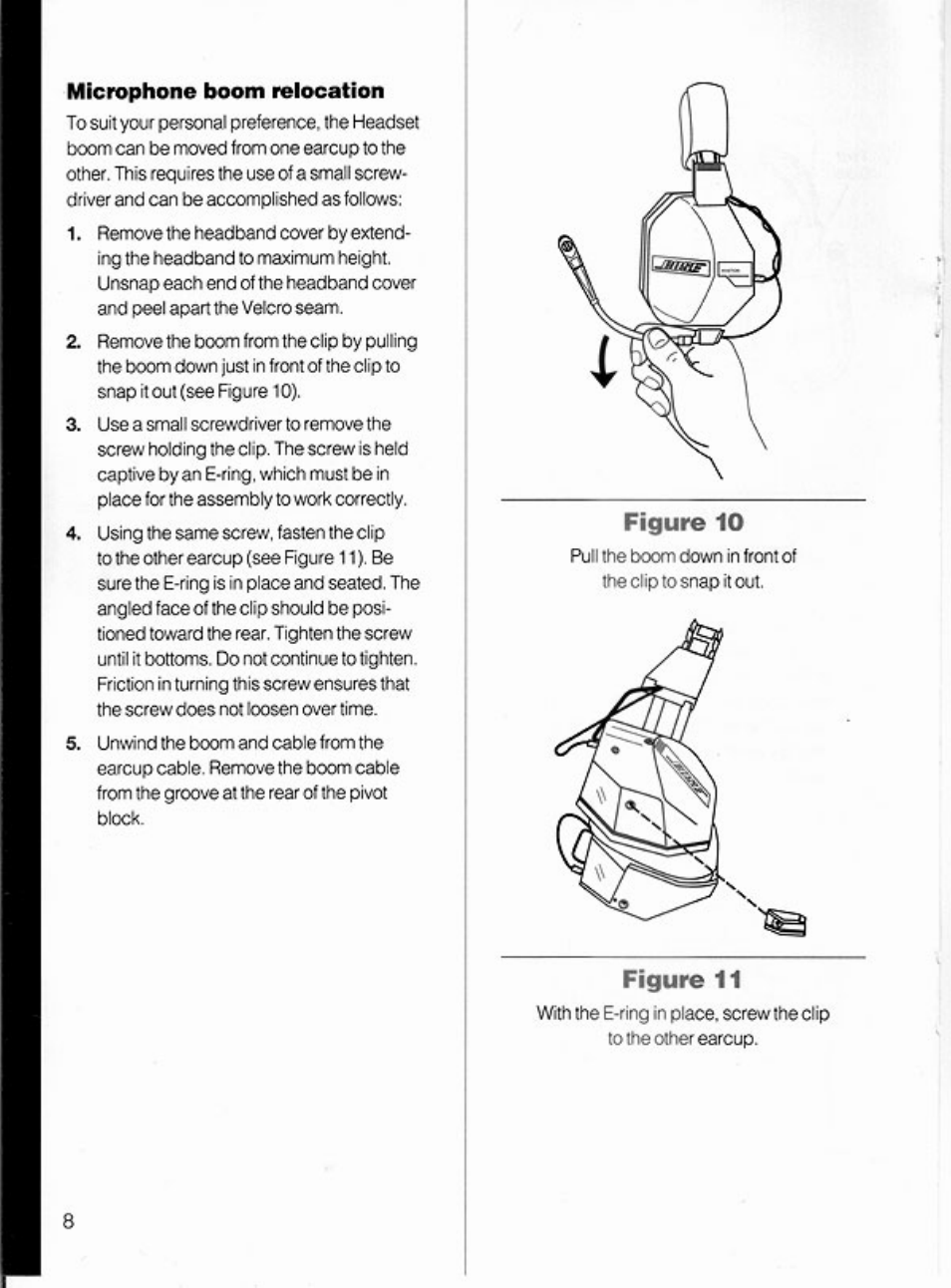 Microphone boom relocation, Figure 10, Figure 11 | Bose X User Manual | Page 10 / 16