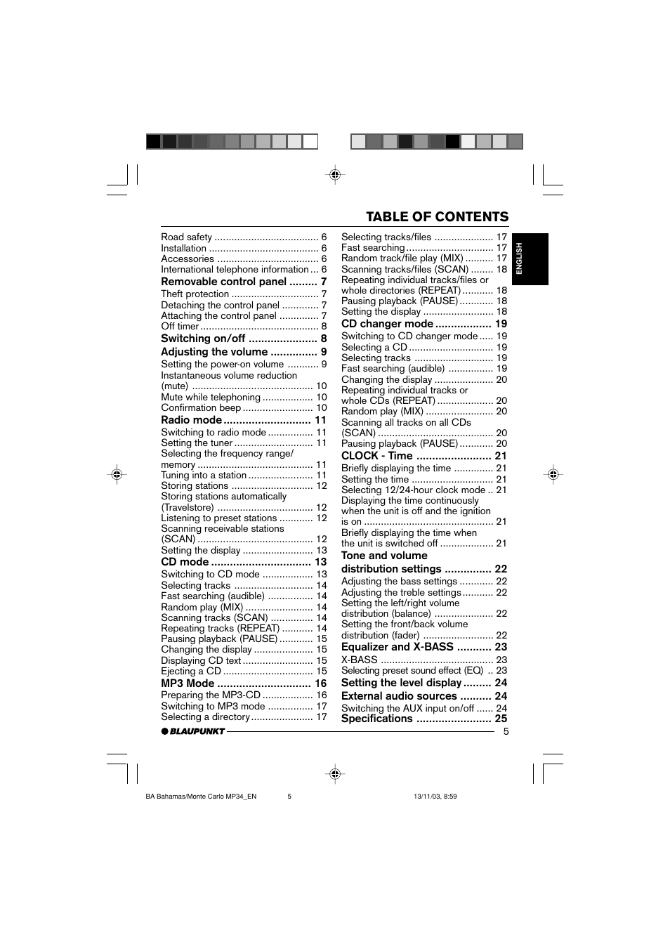 Blaupunkt Bahamas MP34 User Manual | Page 5 / 98