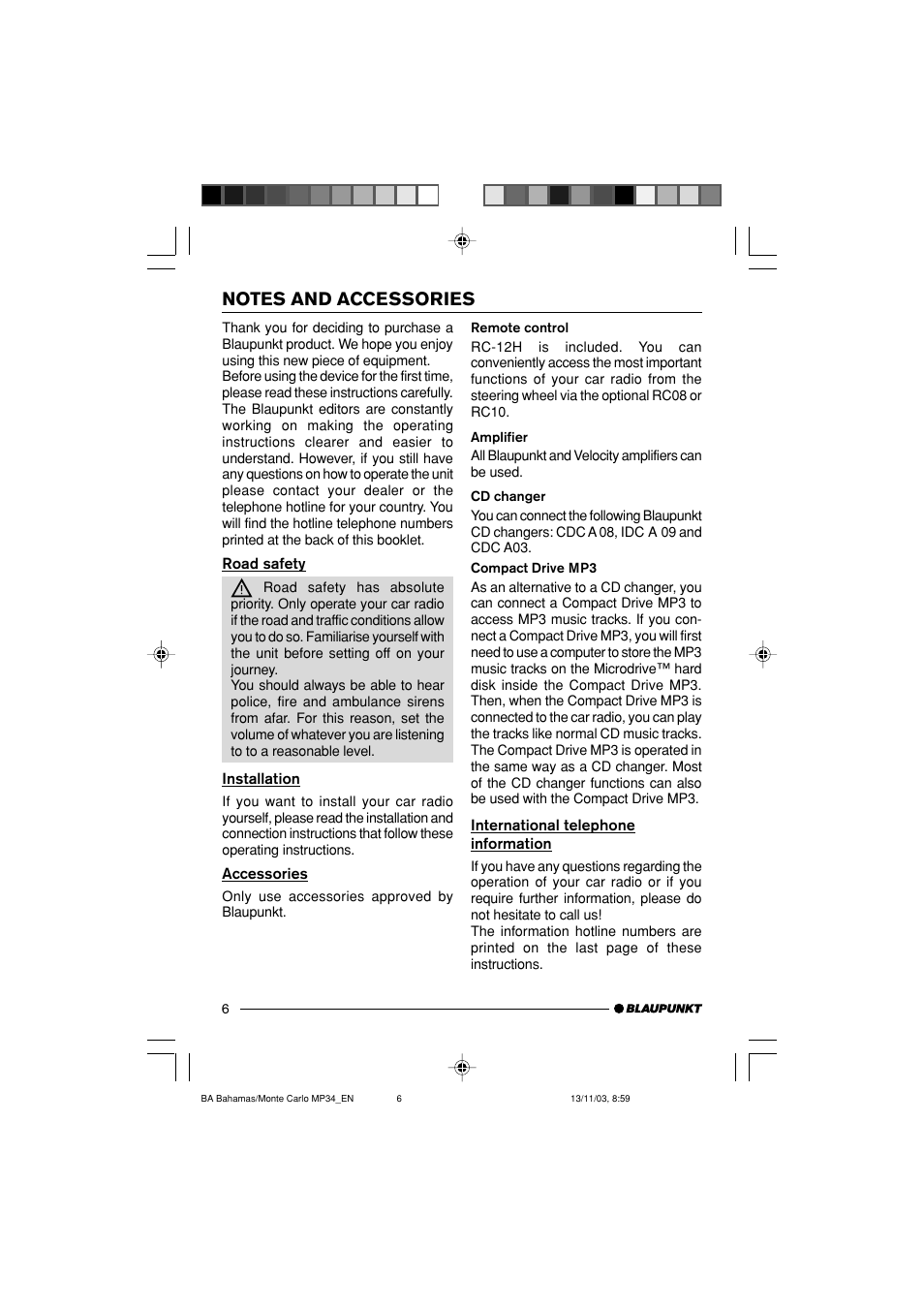 Blaupunkt Bahamas MP34 User Manual | Page 6 / 98