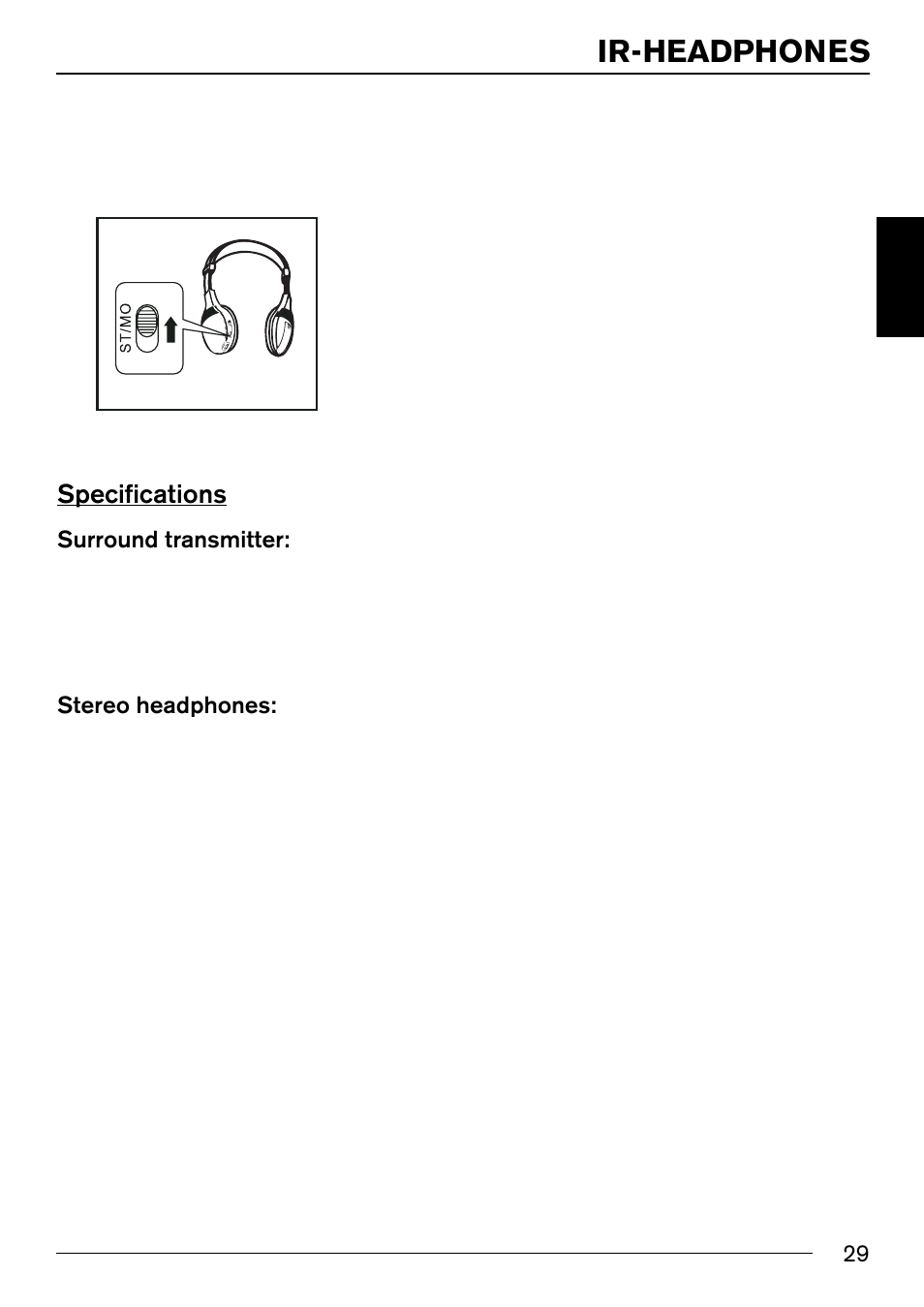 Ir-headphones, Specifications | Blaupunkt IVMR-7001 User Manual | Page 14 / 17