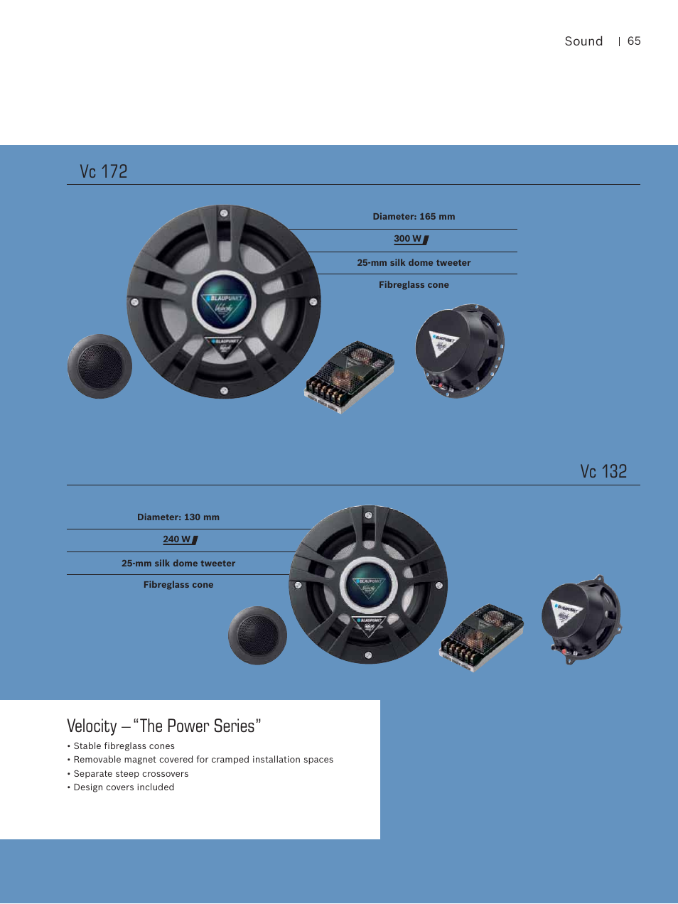 Vc 172, Vc 132, Velocity – “the power series | Blaupunkt Car Multimedia User Manual | Page 65 / 92