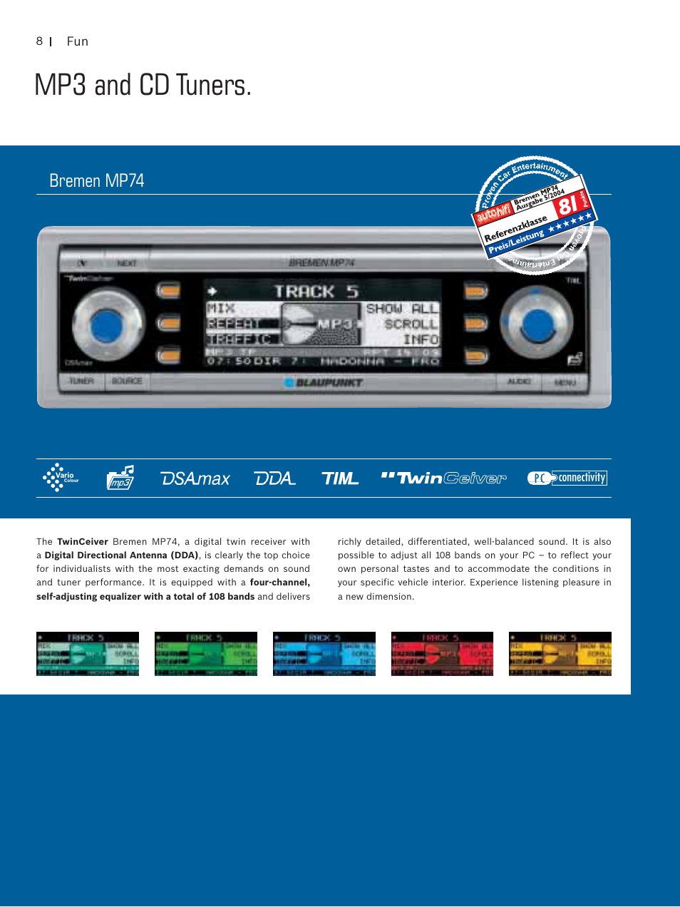 Mp3 and cd tuners, Bremen mp74 | Blaupunkt Car Multimedia User Manual | Page 8 / 92