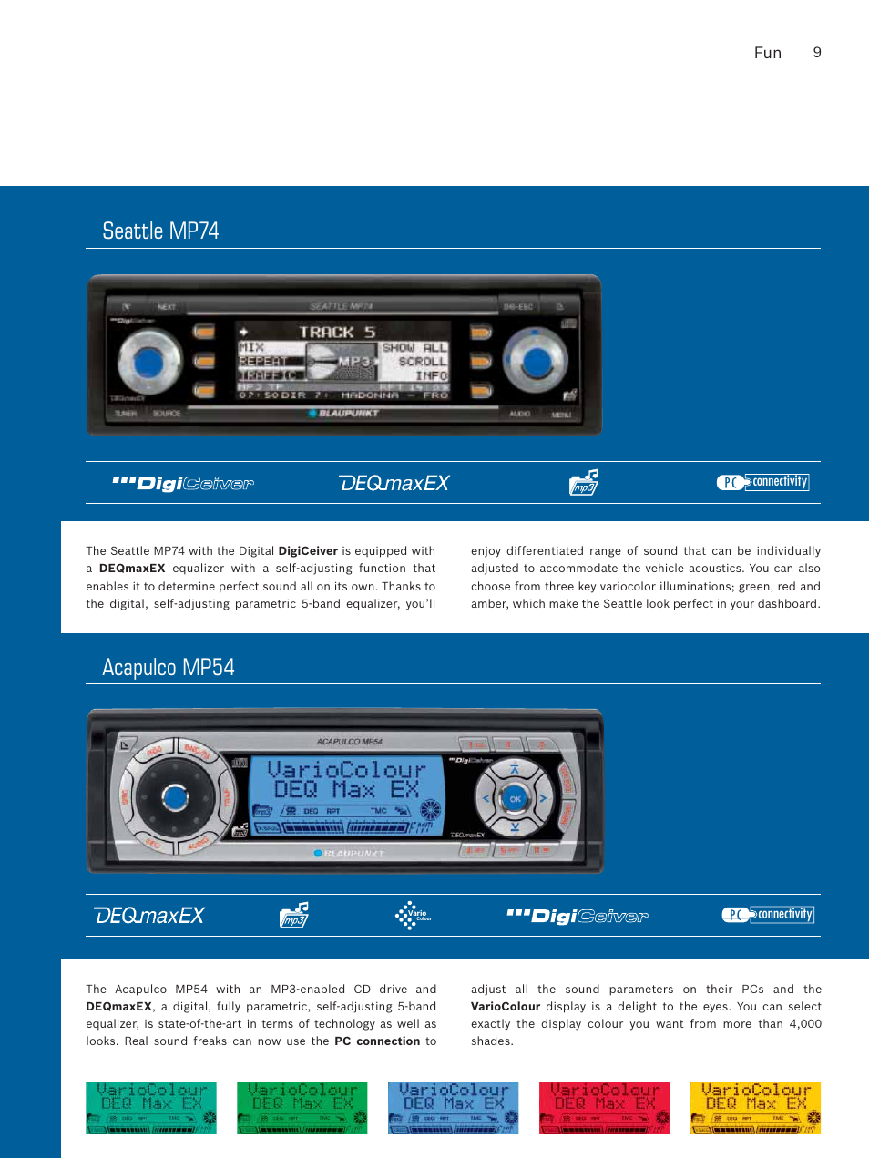 Seattle mp74, Acapulco mp54 | Blaupunkt Car Multimedia User Manual | Page 9 / 92