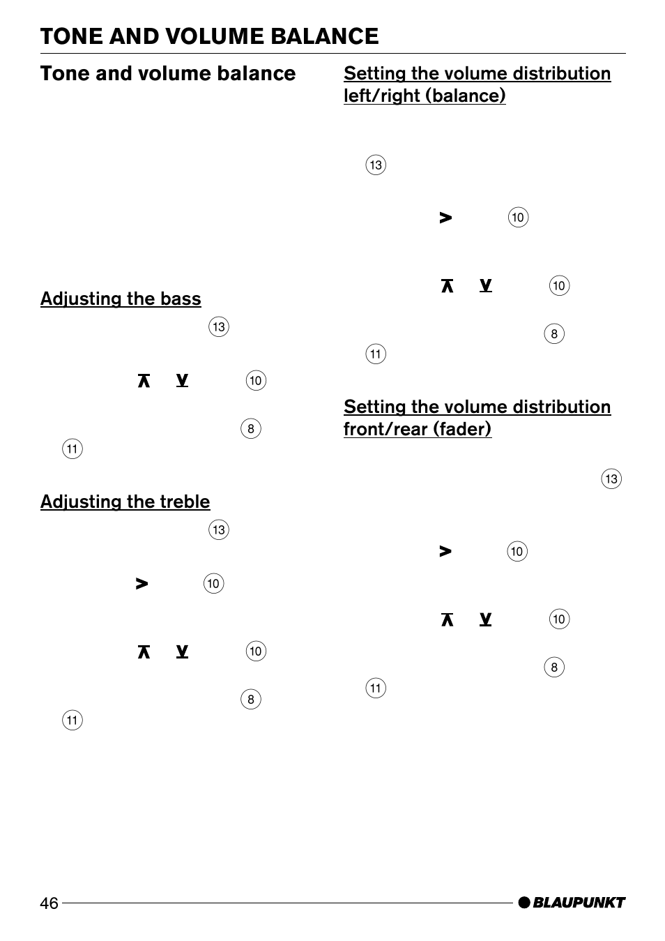 Tone and volume balance | Blaupunkt Wiesbaden CD51 User Manual | Page 21 / 26