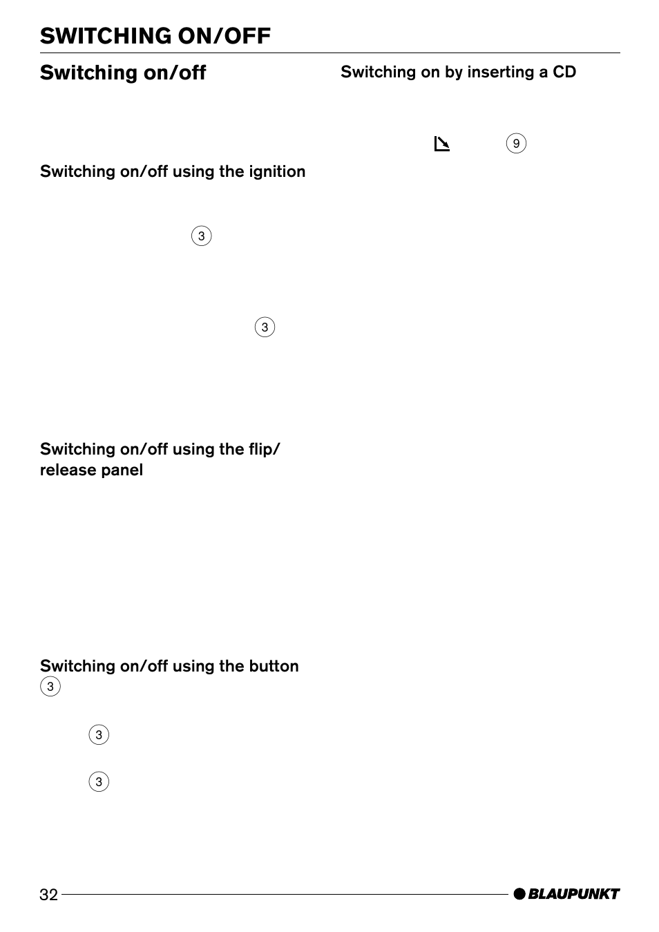Switching on/off | Blaupunkt Wiesbaden CD51 User Manual | Page 7 / 26