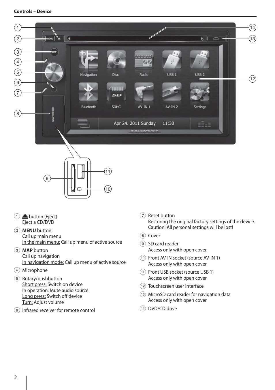 Blaupunkt NEW YORK 800 User Manual | Page 2 / 24