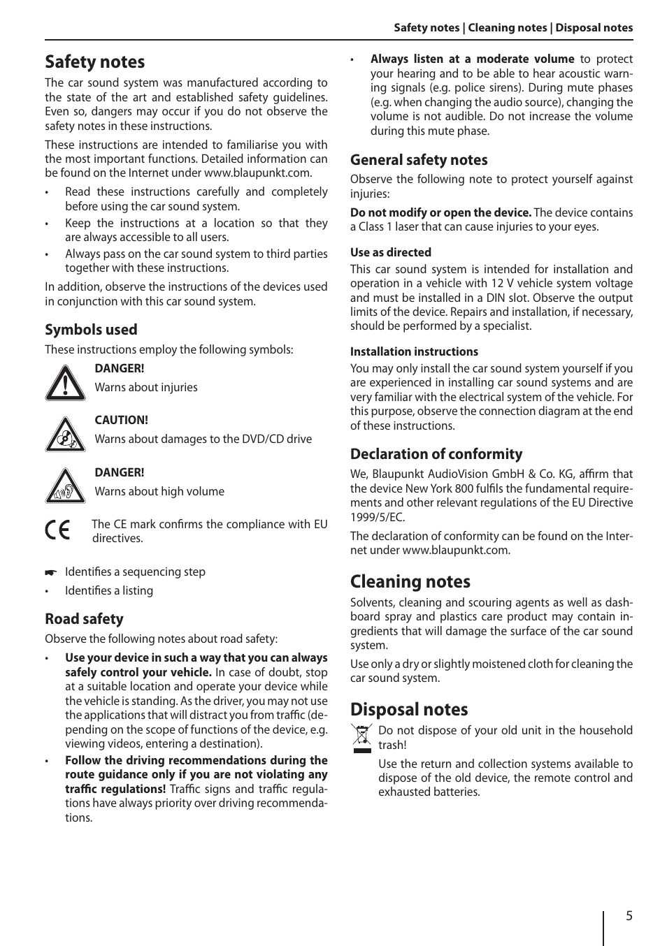 Blaupunkt NEW YORK 800 User Manual | Page 5 / 24