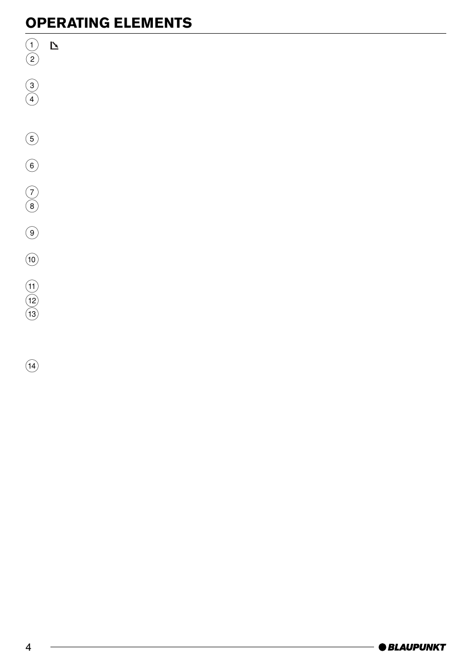 Operating elements | Blaupunkt MP71 User Manual | Page 4 / 31
