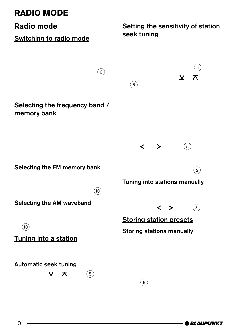 Radio mode | Blaupunkt CD32 User Manual | Page 10 / 26