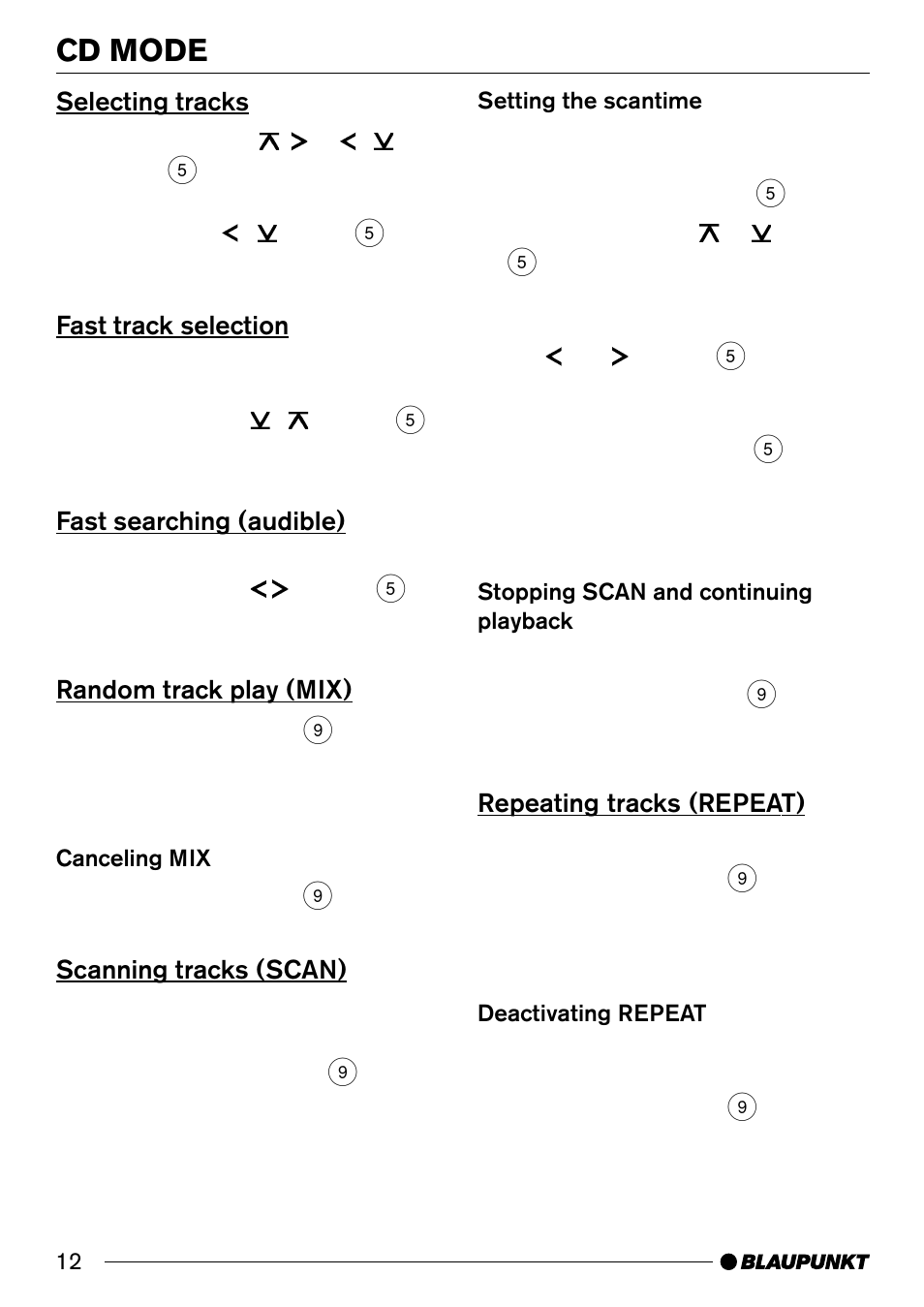 Cd mode | Blaupunkt CD32 User Manual | Page 12 / 26