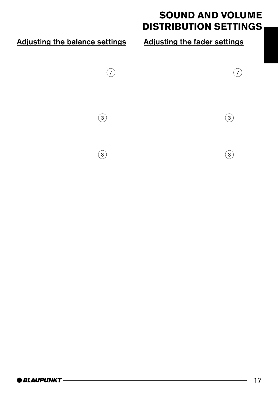 Sound and volume distribution settings | Blaupunkt CD32 User Manual | Page 17 / 26