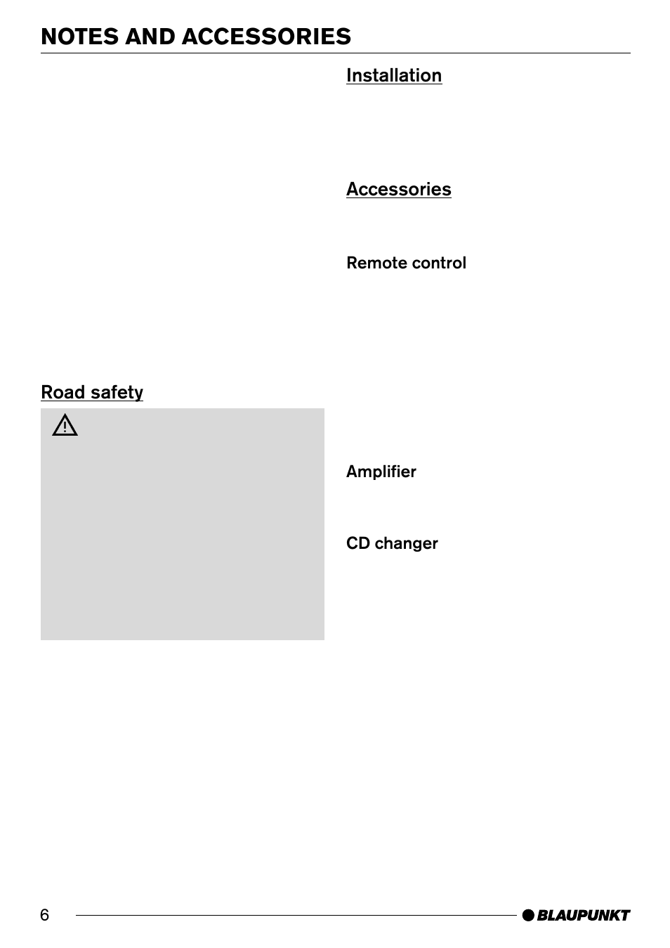 Notes and accessories 6 | Blaupunkt CD32 User Manual | Page 6 / 26