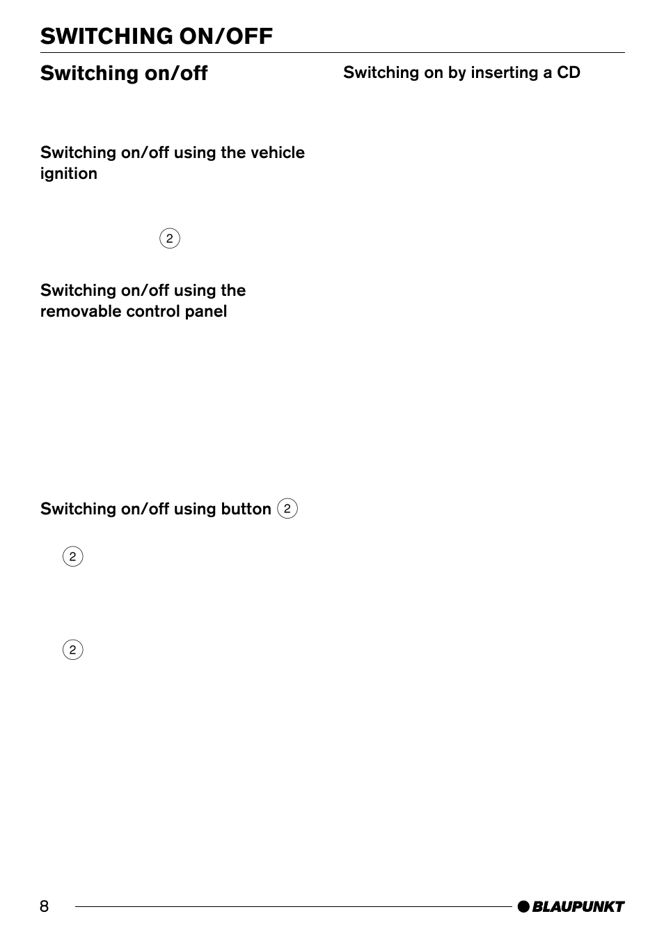 Switching on/off | Blaupunkt CD32 User Manual | Page 8 / 26